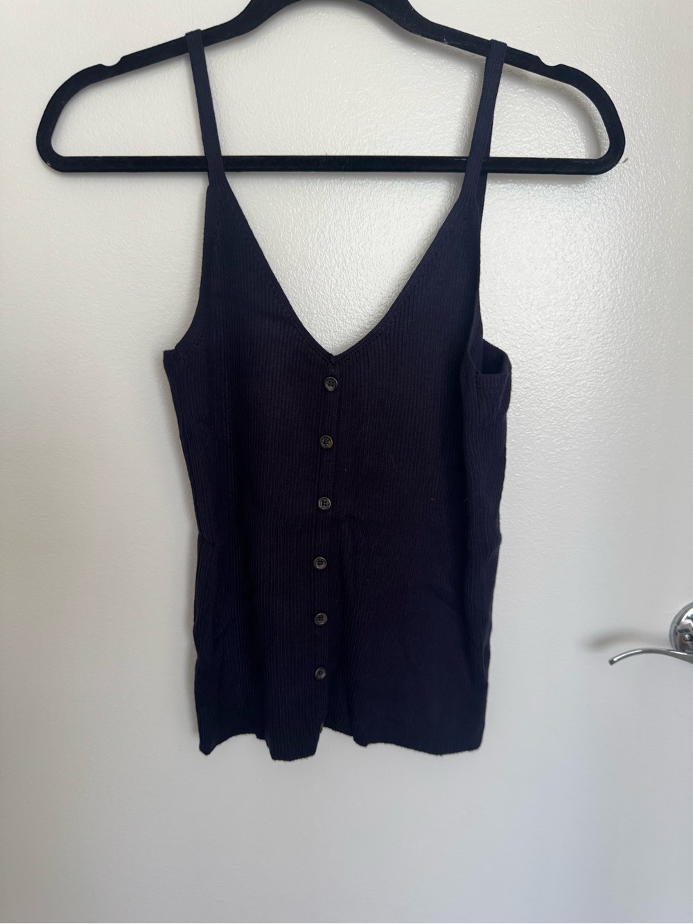 H&M Black Ribbed Button-Front Cami Tank